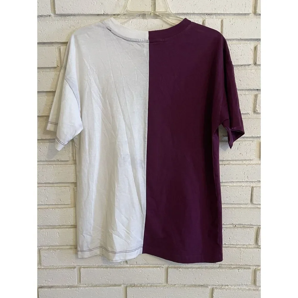 ABOUND Shirt Women Sm. Burgundy Ivory Split Sport Rhode Island Indiana State NEW